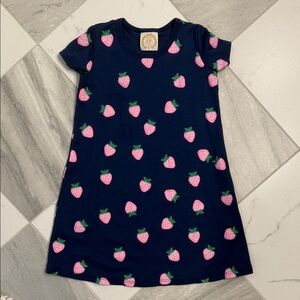 TBBC Navy Dress with Pink Strawberry Polly Play Print